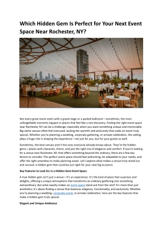 Which Hidden Gem Is Perfect for Your Next Event Space Near Rochester, NY