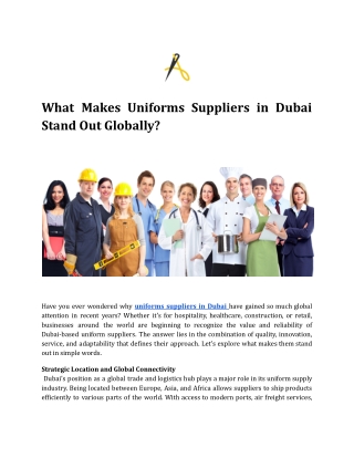 What Makes Uniforms Suppliers in Dubai Stand Out Globally