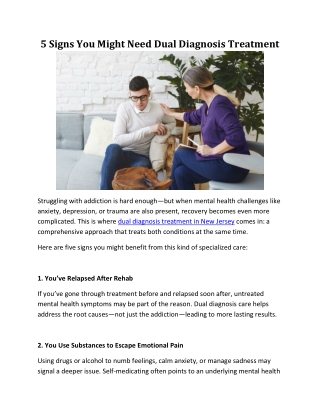 5 Signs You Might Need Dual Diagnosis Treatment