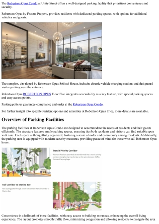 Robertson Opus Condo: Parking Facilities Overview