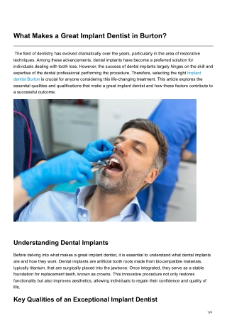 What Makes a Great Implant Dentist in Burton