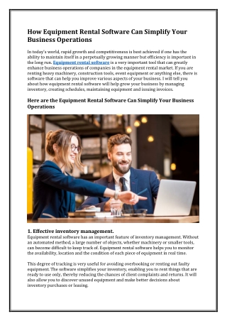 How Equipment Rental Software Can Simplify Your Business Operations