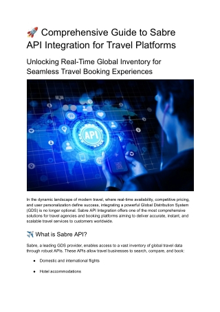 Sabre API Integration Guide: Powering Real-Time Travel Booking Solutions