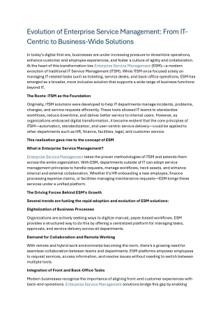 Enterprise Service Management