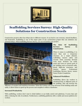 scaffolding services surrey high quality