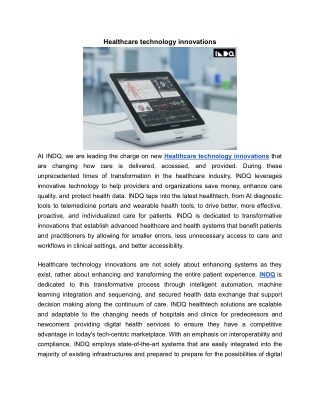 Healthcare technology innovations | INDQ