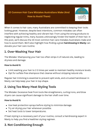 10 Common Hair Care Mistakes Australians Make (And How to Avoid Them)