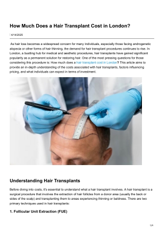 How Much Does a Hair Transplant Cost in London