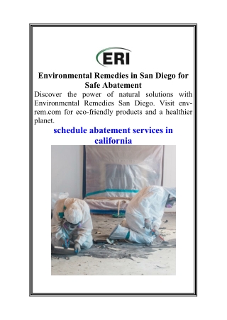 Environmental Remedies in San Diego for Safe Abatement