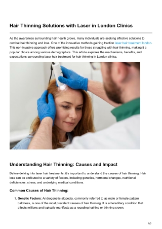 Hair Thinning Solutions with Laser in London Clinics