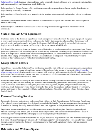 Discover Robertson Opus Condo Fitness Center Amenities