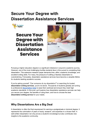 secure your degree with dissertation assistance