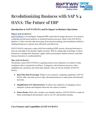 Revolutionizing Business with SAP S_4 HANA_ The Future of ERP
