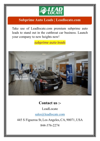 Subprime Auto Leads | Leadlocate.com
