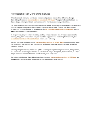 Professional Tax Consulting Service