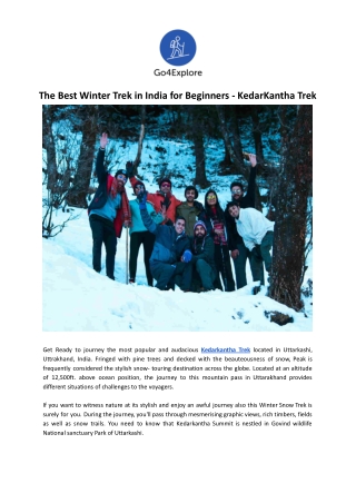 The Best Winter Trek in India for Beginners - KedarKantha Trek