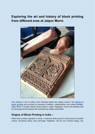 Exploring the art and history of block printing from different eras at Jaipur Morni
