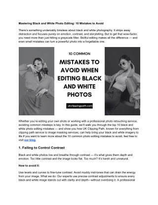 Black and White Editing: 10 Common Mistakes and How to Fix Them