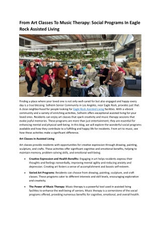 From Art Classes To Music Therapy- Social Programs In Eagle Rock Assisted Living