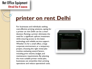 How to Choose the Right Printer on Rent Delhi for Your Needs