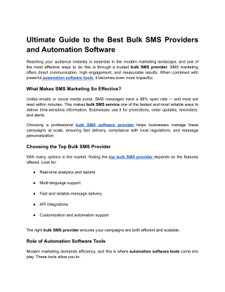 Ultimate Guide to the Best Bulk SMS Providers and Automation Software