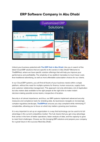 Best ERP Software Company in Abu Dhabi