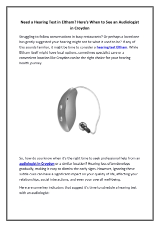 need a hearing test in eltham here s when