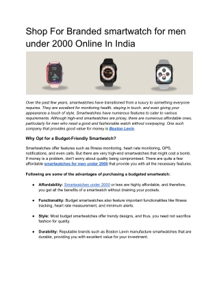 Shop For Branded smartwatch for men under 2000 Online In India