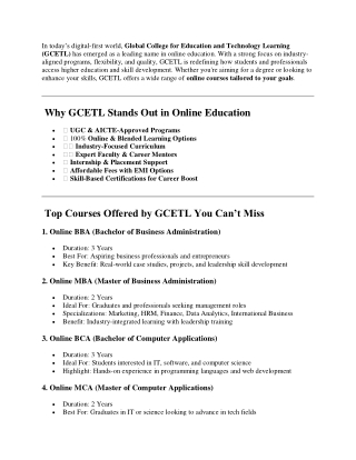 global college for education and technology learning Admission , And Courses You Can't Miss for Online Learning Platform