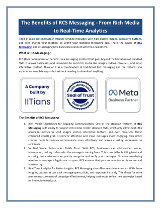 The Benefits of RCS Messaging - From Rich Media to Real-Time Analytics