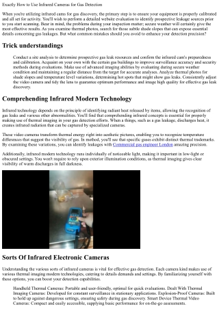 How to Utilize Infrared Cameras for Gas Discovery