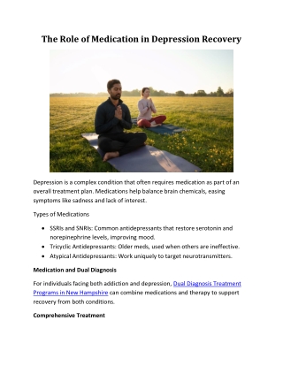 the role of medication in depression recovery