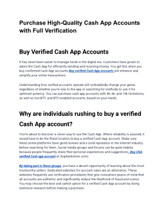 Secure Your Finances Instantly: Buy Fully Verified Cash App Accounts Today