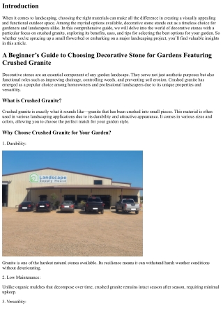 A Beginner’s Guide to Choosing Decorative Stone for Gardens Featuring Crushed Gr
