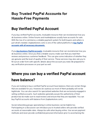 "Unlock Seamless Transactions: Get Your Verified PayPal Account Instantly!"