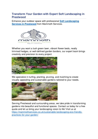 Transform Your Garden with Expert Soft Landscaping in Prestwood