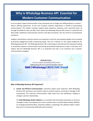 Why is WhatsApp Business API  Essential for Modern Customer Communication