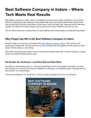 Best Software Company in Indore – Where Tech Meets Real Results