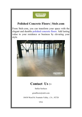 Polished Concrete Floors | Stelr.com