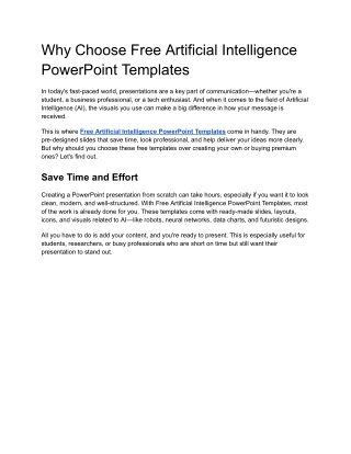Why Choose Free Artificial Intelligence PowerPoint Templates