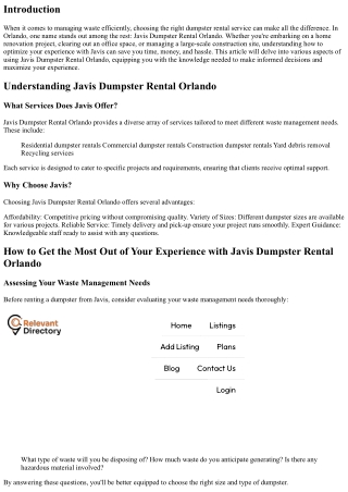 How to Get the Most Out of Your Experience with Javis Dumpster Rental Orlando