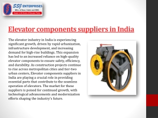Future Outlook for Elevator Components Suppliers in India