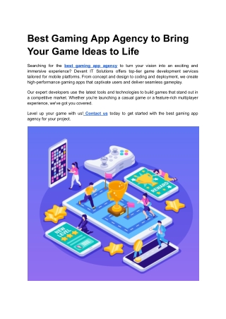 Best Gaming App Agency to Bring Your Game Ideas to Life