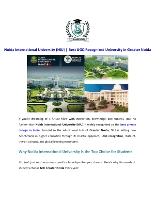 Noida International University (NIU) | Best UGC-Recognized University