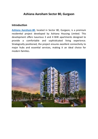 Enjoy Prime Location with Exceptional Connectivity with Ashiana Aaroham-80.
