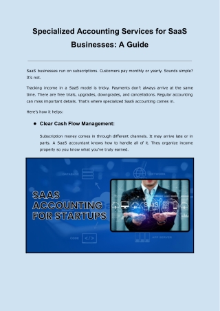 Specialized Accounting Services for SaaS Businesses: A Guide