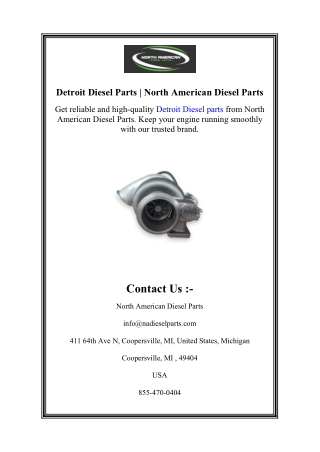 Detroit Diesel Parts | North American Diesel Parts