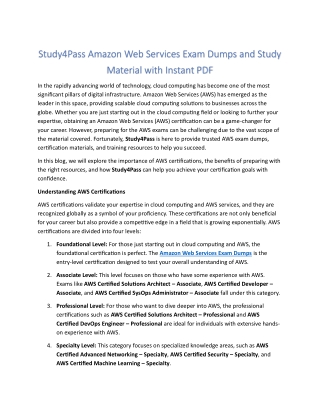 study4pass amazon web services exam dumps