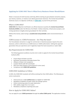 Applying for CGWA NOC Here’s What Every Business Owner Should Know