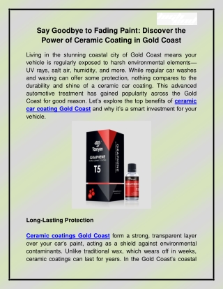 Ceramic car Coating Gold Coast
